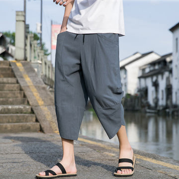 Cotton Linen Tapered Cropped Mindful Movement Pants