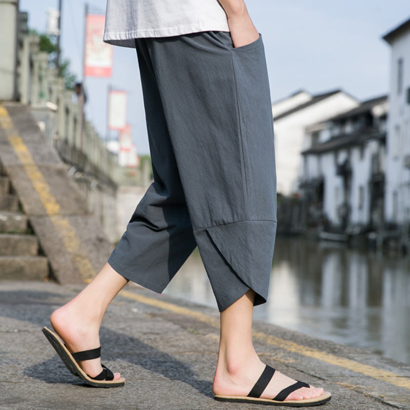 Cotton Linen Tapered Cropped Mindful Movement Pants