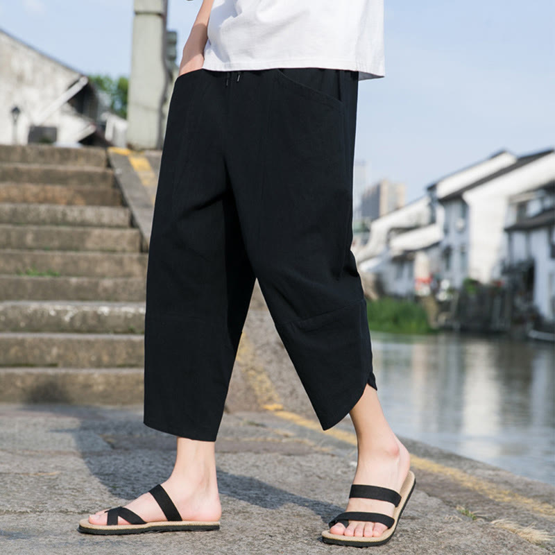 Cotton Linen Tapered Cropped Mindful Movement Pants