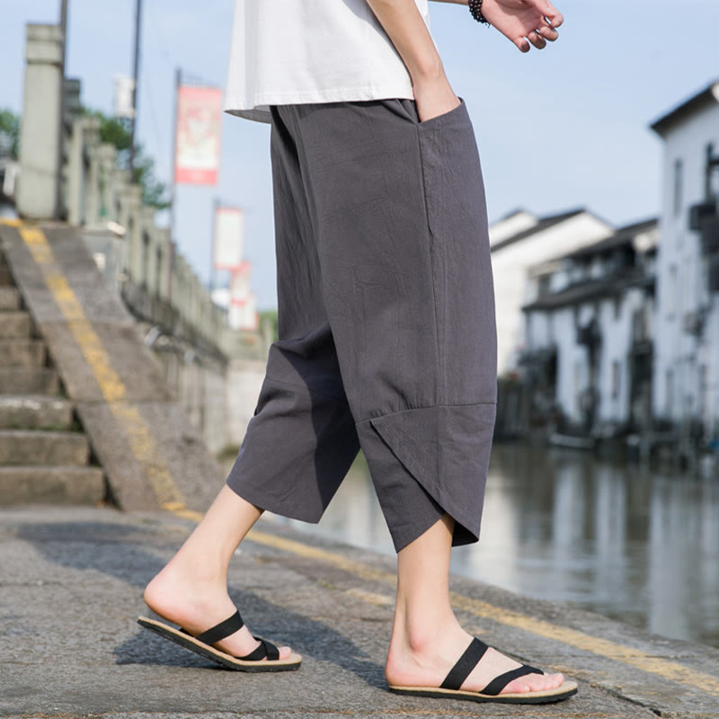Cotton Linen Tapered Cropped Mindful Movement Pants
