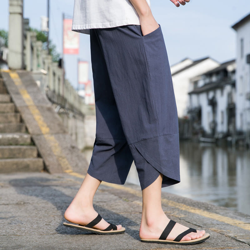 Cotton Linen Tapered Cropped Mindful Movement Pants