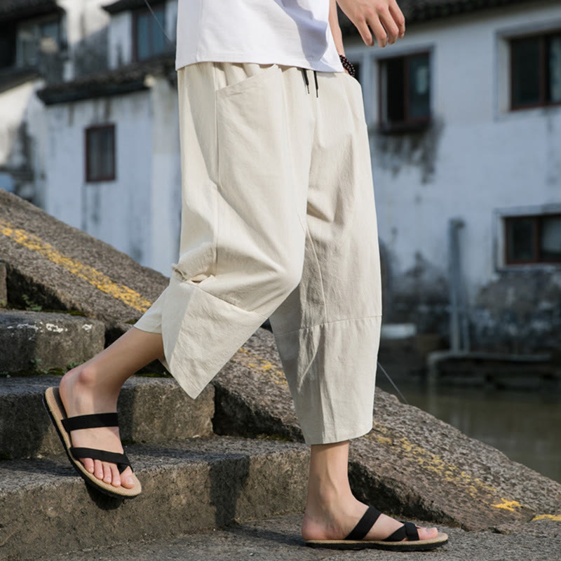Cotton Linen Tapered Cropped Mindful Movement Pants
