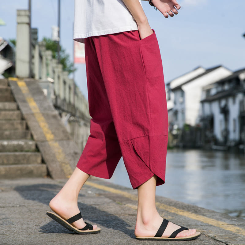 Cotton Linen Tapered Cropped Mindful Movement Pants