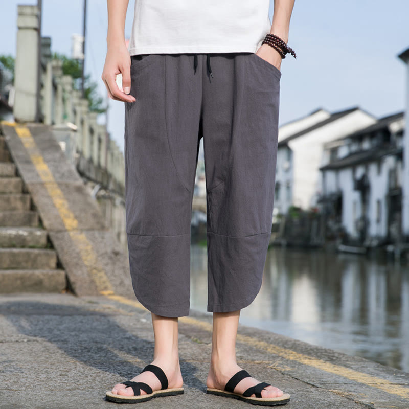 Cotton Linen Tapered Cropped Mindful Movement Pants