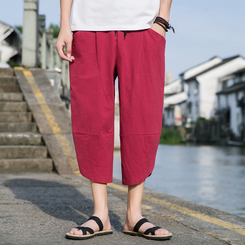 Cotton Linen Tapered Cropped Mindful Movement Pants