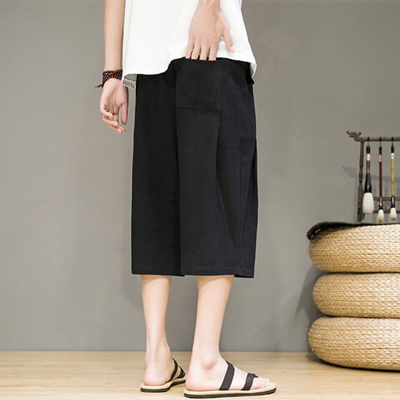 Tactile Cotton Linen Cropped Tapered Men's Meditation Harem Pants