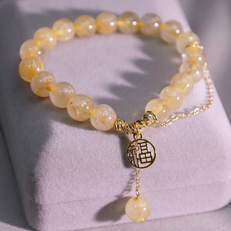 Citrine Lucky Fu Character Happiness Bracelet