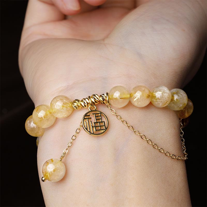 Citrine Lucky Fu Character Happiness Bracelet