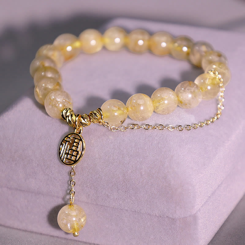 Citrine Lucky Fu Character Happiness Bracelet