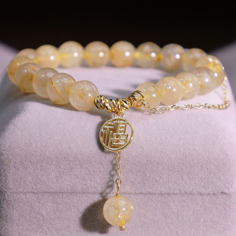 Citrine Lucky Fu Character Happiness Bracelet