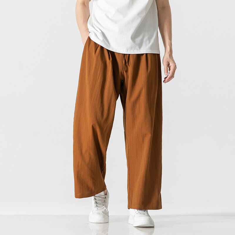 Cotton Linen Straight Leg Men's Meditation Pants