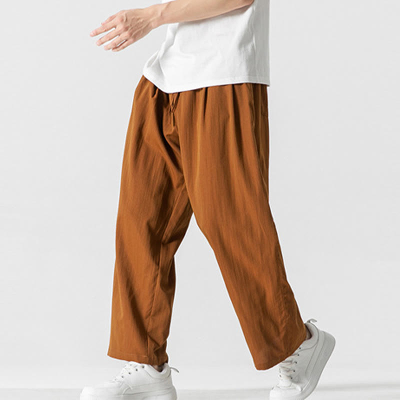 Cotton Linen Straight Leg Men's Meditation Pants