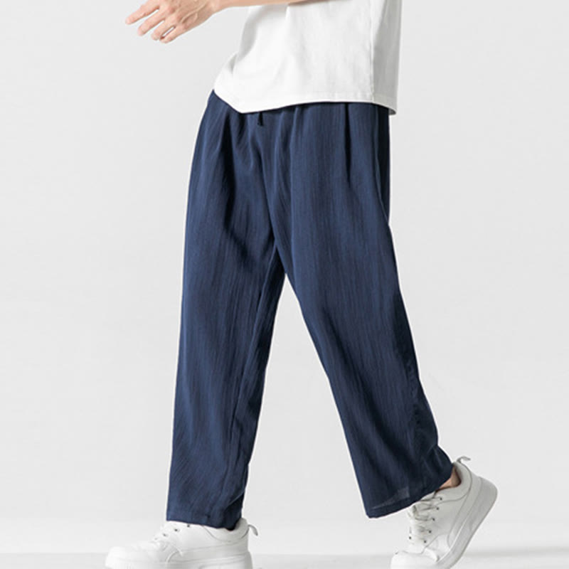Cotton Linen Straight Leg Men's Meditation Pants