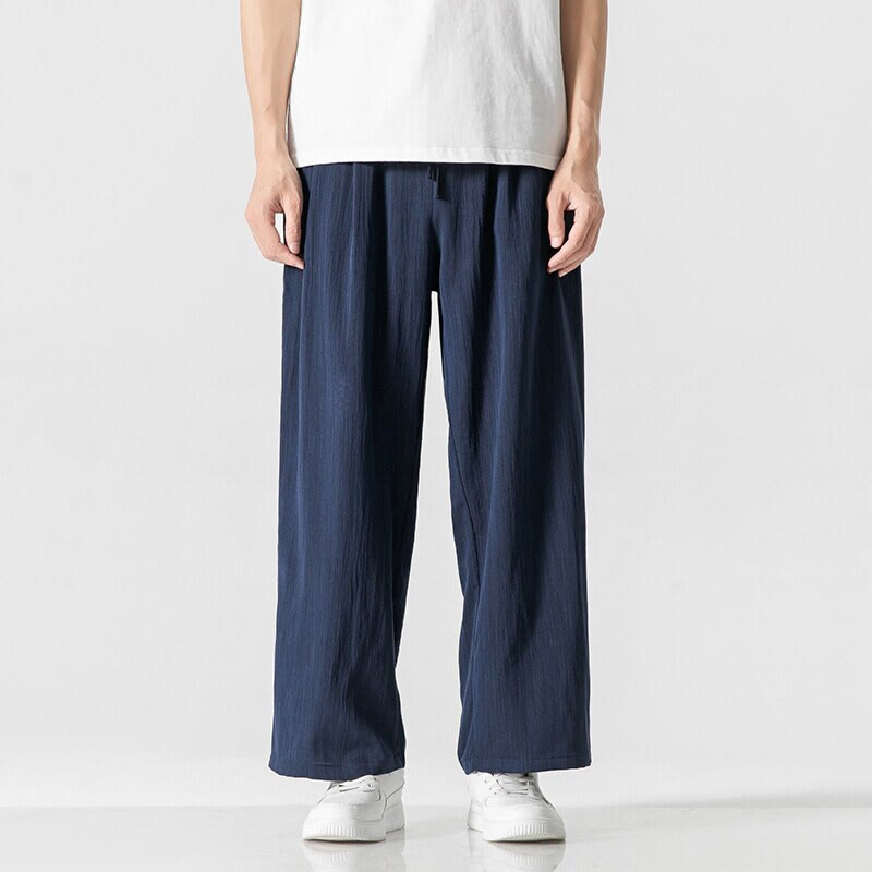 Cotton Linen Straight Leg Men's Meditation Pants