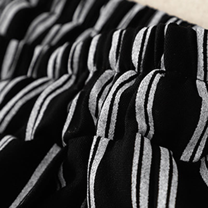 Casual Acrylic Stripe Lace-up Women's Wide Leg Pants With Pockets