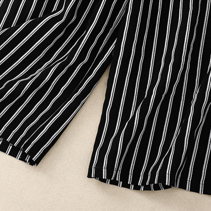 Casual Acrylic Stripe Lace-up Women's Wide Leg Pants With Pockets