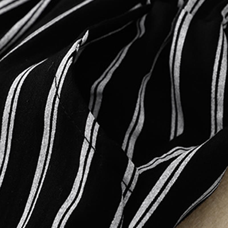 Casual Acrylic Stripe Lace-up Women's Wide Leg Pants With Pockets