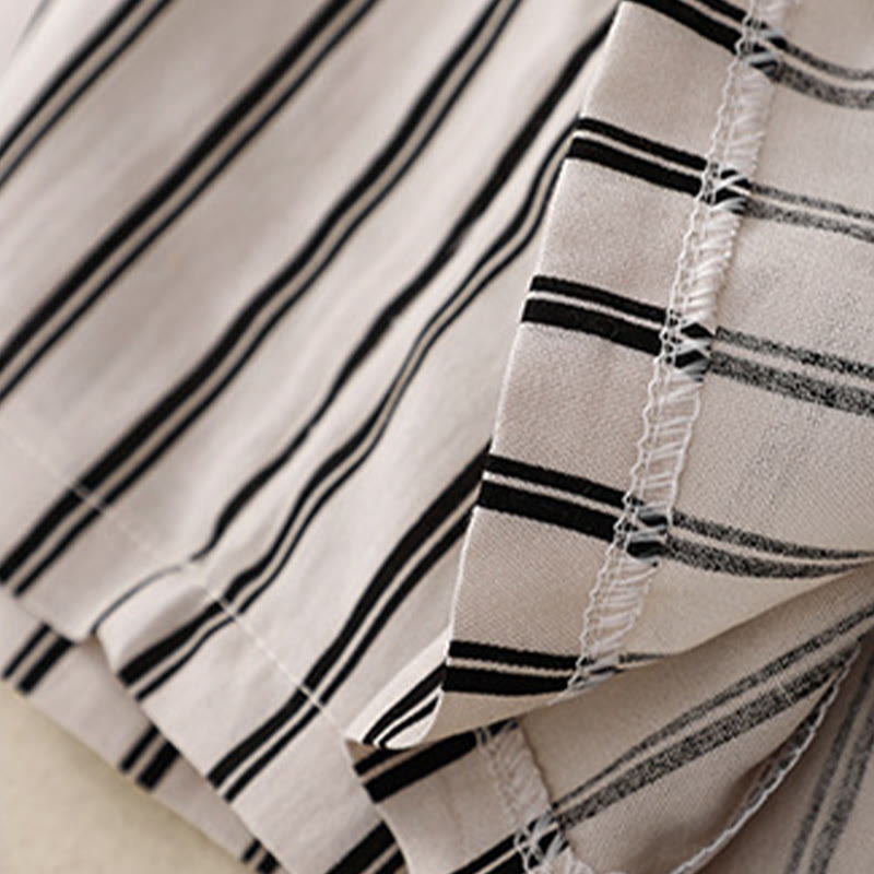 Casual Acrylic Stripe Lace-up Women's Wide Leg Pants With Pockets