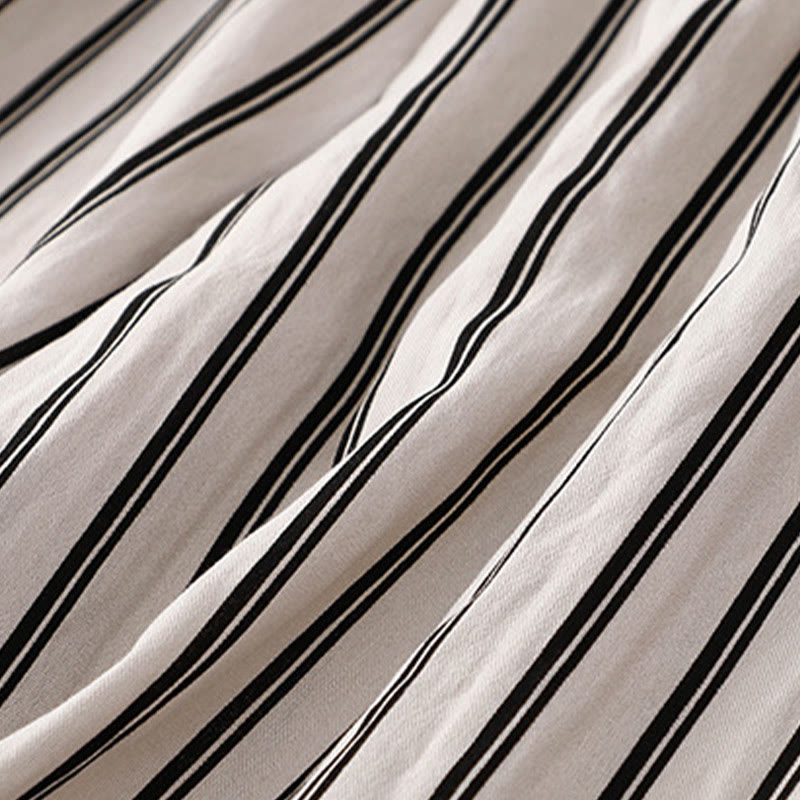 Casual Acrylic Stripe Lace-up Women's Wide Leg Pants With Pockets