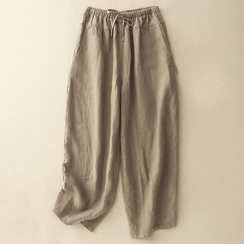 Tactile Cotton Linen Cropped Meditation Harem Pants