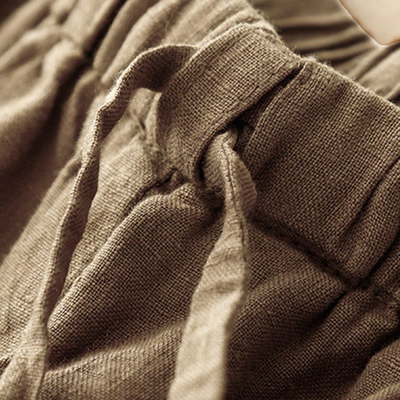 Tactile Cotton Linen Cropped Meditation Harem Pants