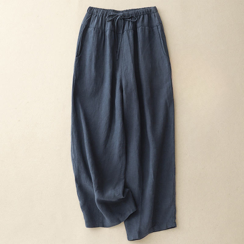 Tactile Cotton Linen Cropped Meditation Harem Pants