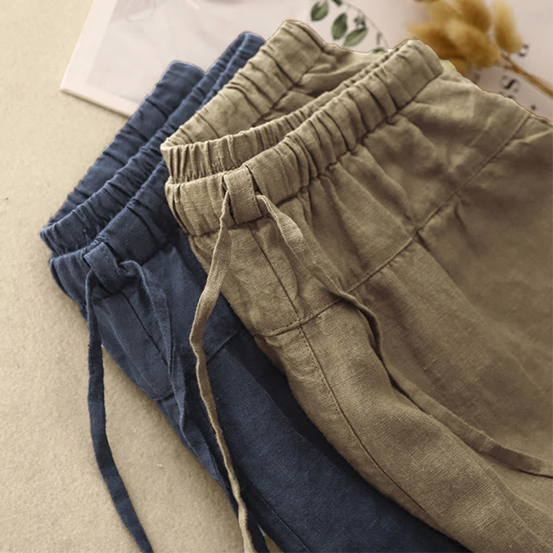 Tactile Cotton Linen Cropped Meditation Harem Pants