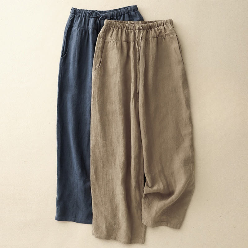 Tactile Cotton Linen Cropped Meditation Harem Pants