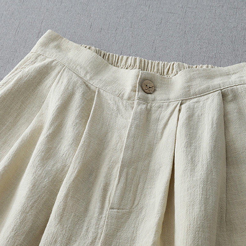 Casual Plain Loose 7-8 Length Women's Polyester Wide Leg Pants With Pockets