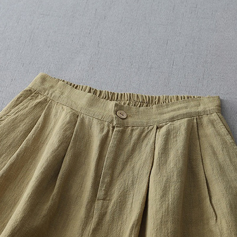 Casual Plain Loose 7-8 Length Women's Polyester Wide Leg Pants With Pockets