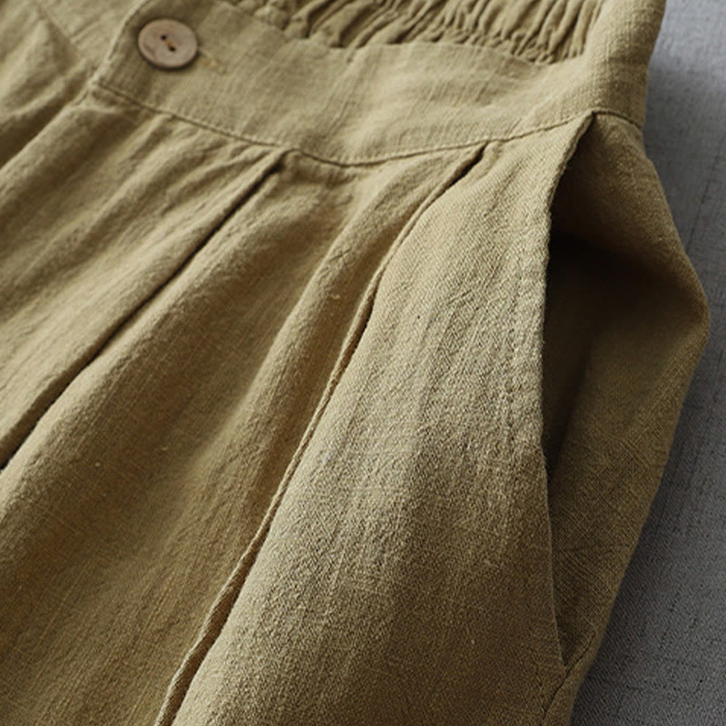 Casual Plain Loose 7-8 Length Women's Polyester Wide Leg Pants With Pockets