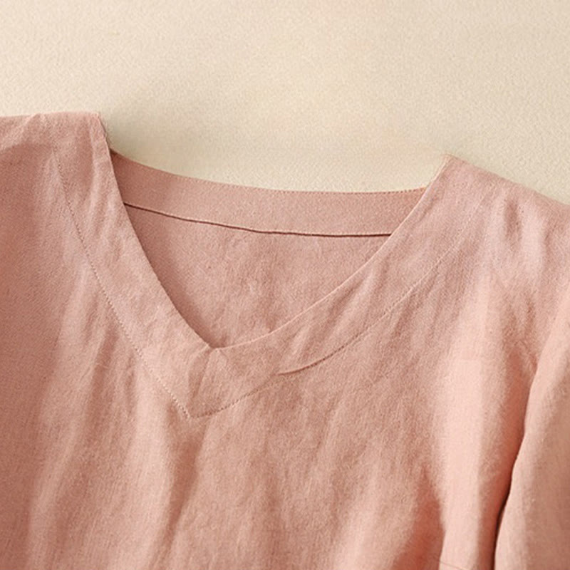 Lightweight Cotton V-Neck Mindful Half-Sleeve T-Shirt