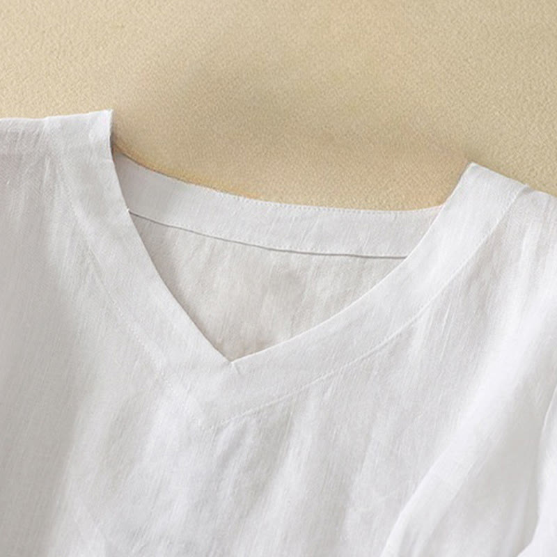 Lightweight Cotton V-Neck Mindful Half-Sleeve T-Shirt