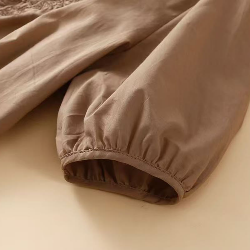 Cotton Linen Embroidered Half-Sleeve Meditation Shirt