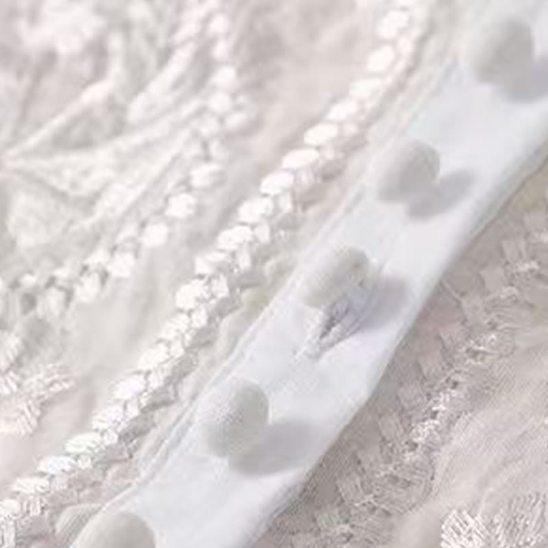 Cotton Linen Embroidered Half-Sleeve Meditation Shirt