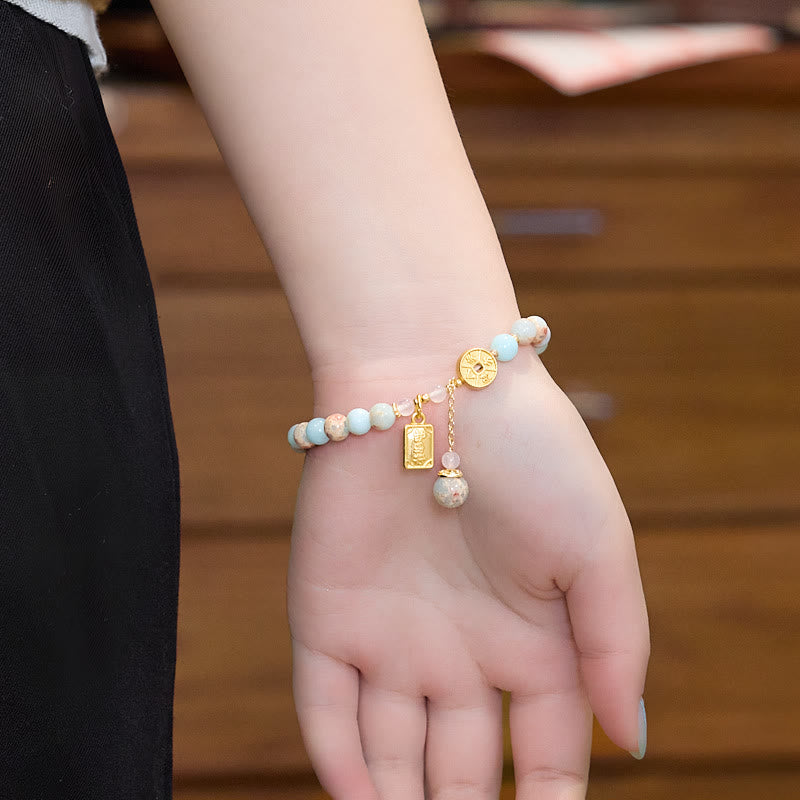 Shoushan Stone Copper Coin Money From All Directions Wealth Bracelet
