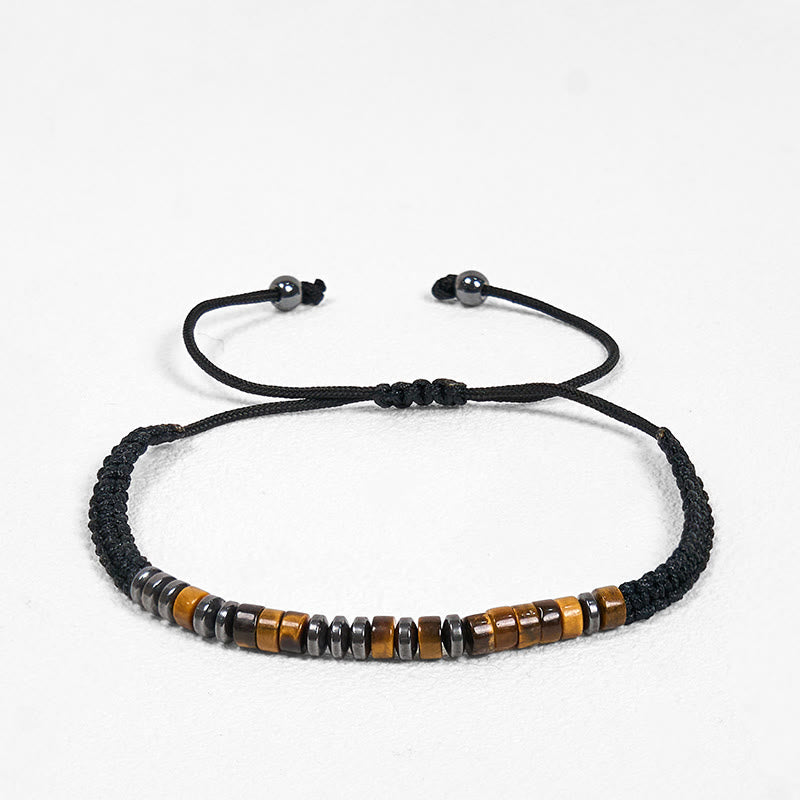 Adjustable Tiger Eye and Lava Stone 3-Piece Stackable Bracelet Set