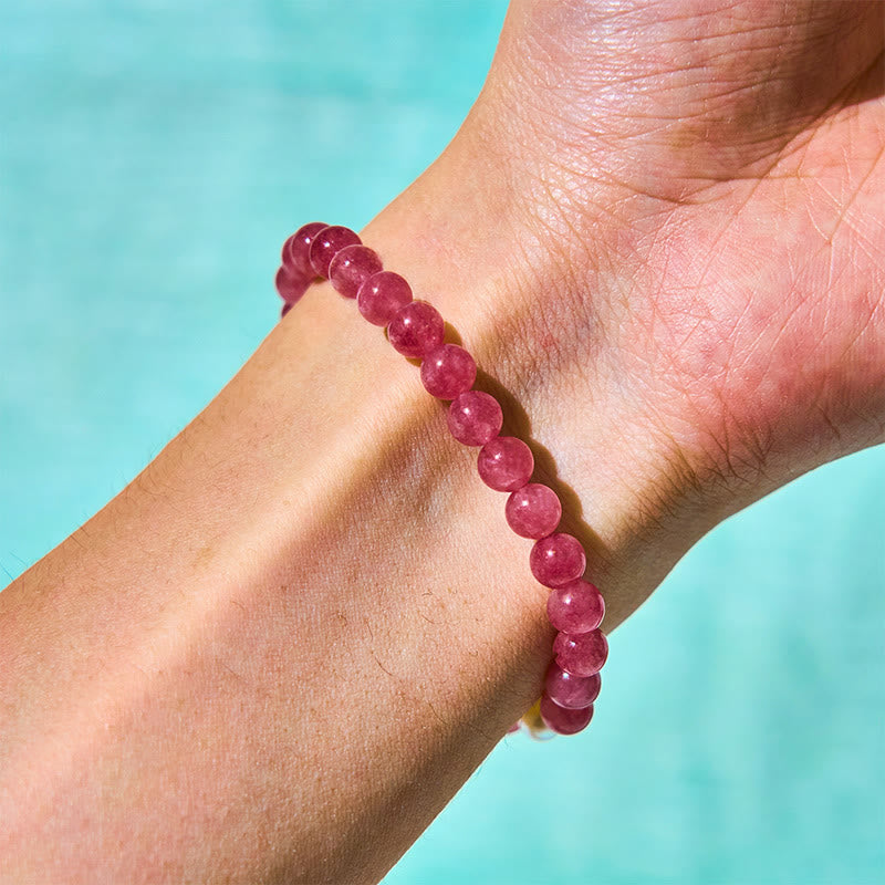 Strawberry Quartz and Pearl Animal Motif Bracelet with Seashell Accents