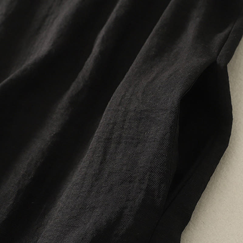 Casual Stitching Color Handmade Button Design Midi Dress Polyester Sleeveless Dress With Pockets