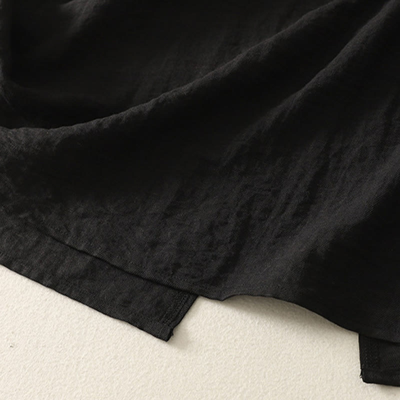 Casual Stitching Color Handmade Button Design Midi Dress Polyester Sleeveless Dress With Pockets