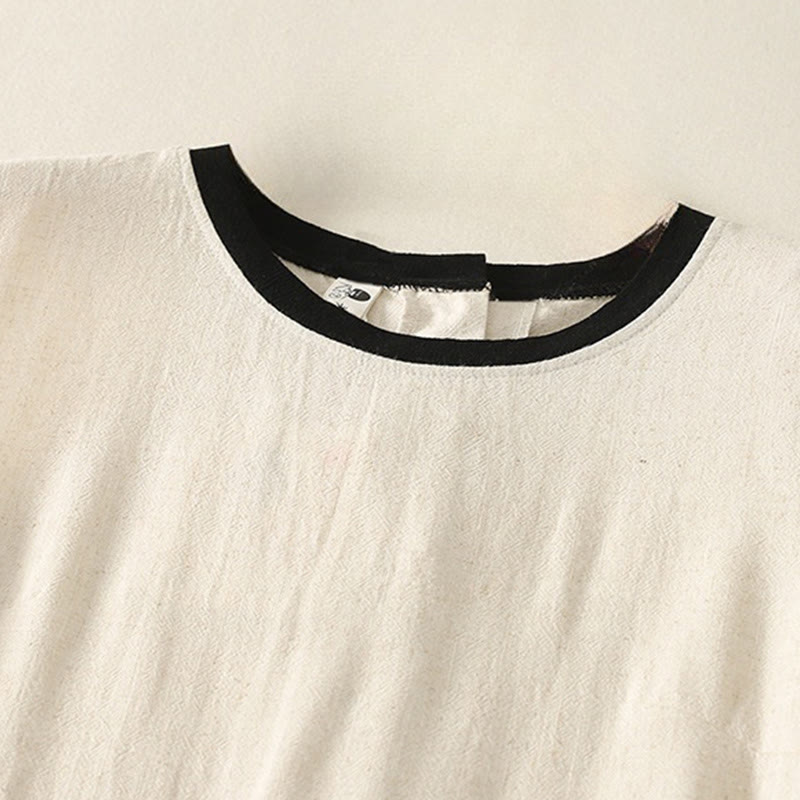 Casual Stitching Color Handmade Button Design Midi Dress Polyester Sleeveless Dress With Pockets