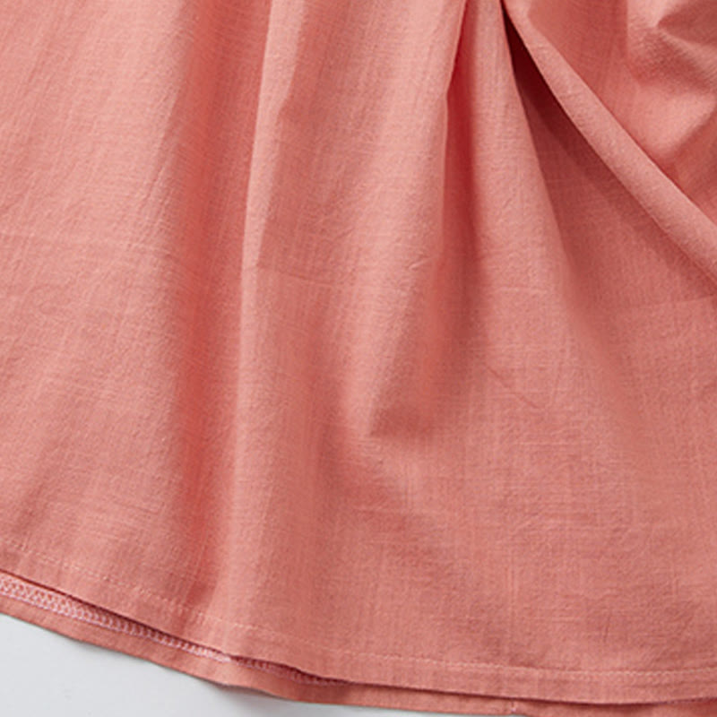 Summer Casual Stitching Color Lace-up Design V-Neck Short Sleeve Midi Dress