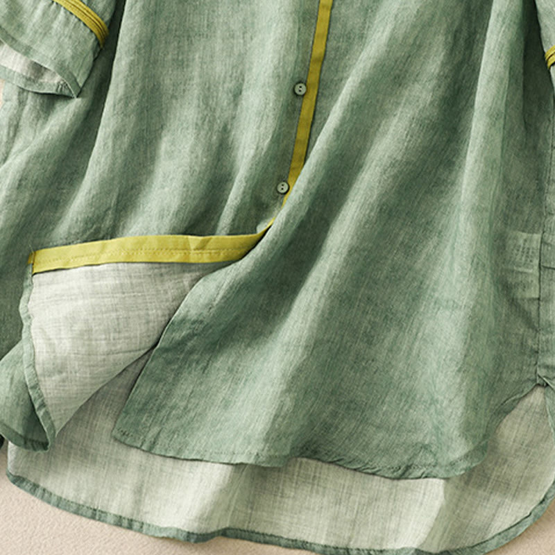 Summer Casual Embroidered Stand Collar Design Three Quarter Sleeve Acrylic Midi Dress