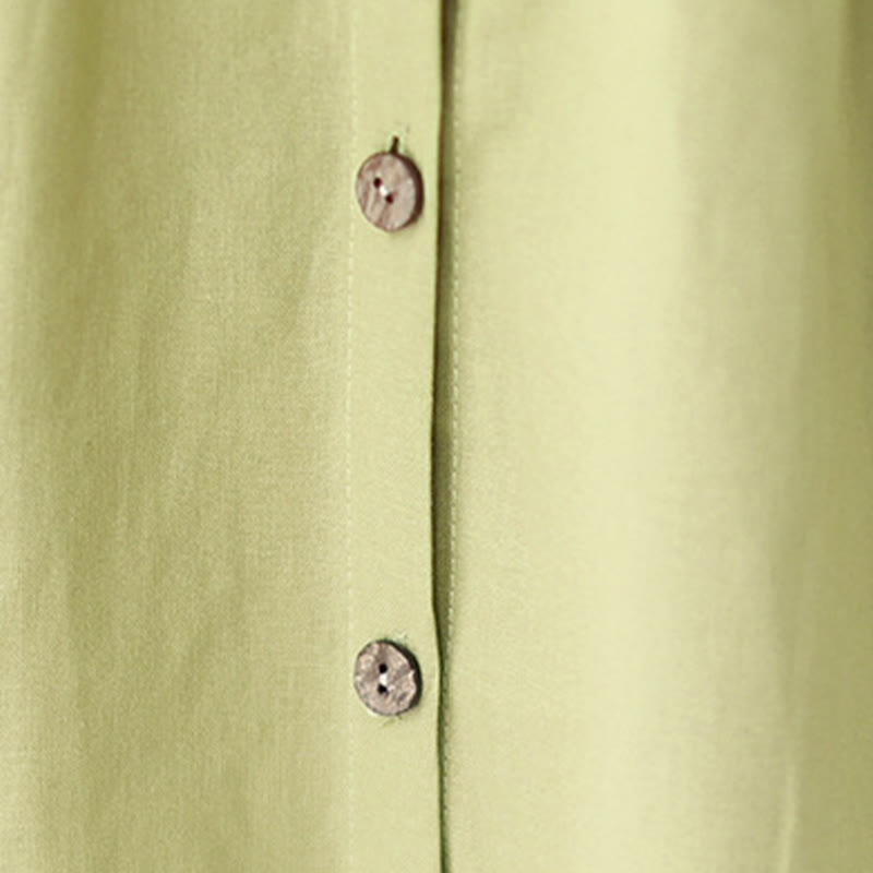 Structured Stand-Collar Buttoned Meditation Midi Dress