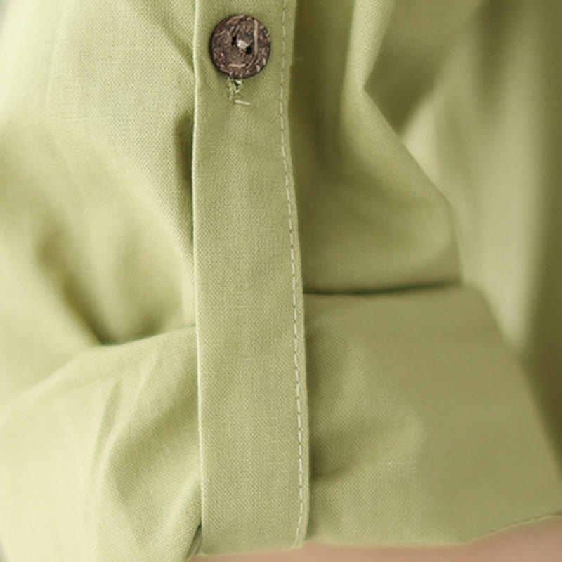 Structured Stand-Collar Buttoned Meditation Midi Dress