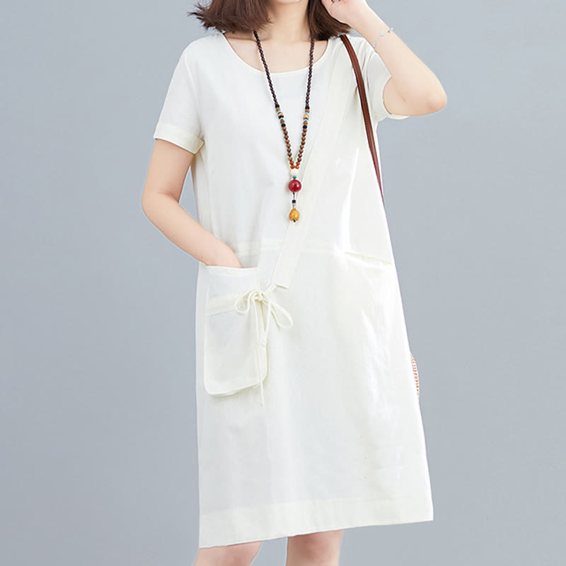 Tactile Cotton Linen Minimalist Grounding Midi Dress