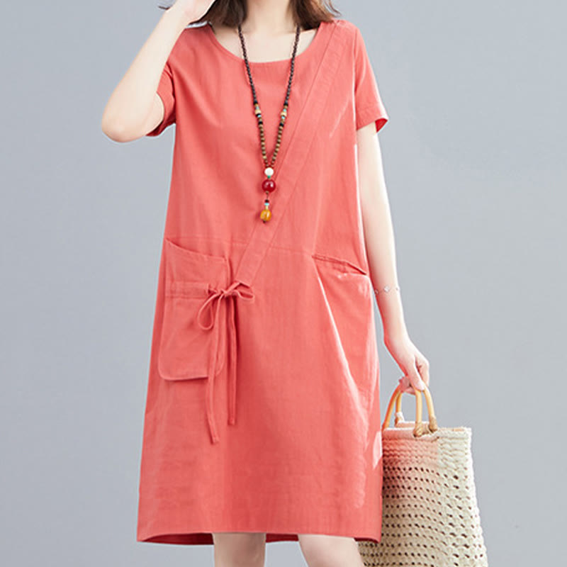 Tactile Cotton Linen Minimalist Grounding Midi Dress