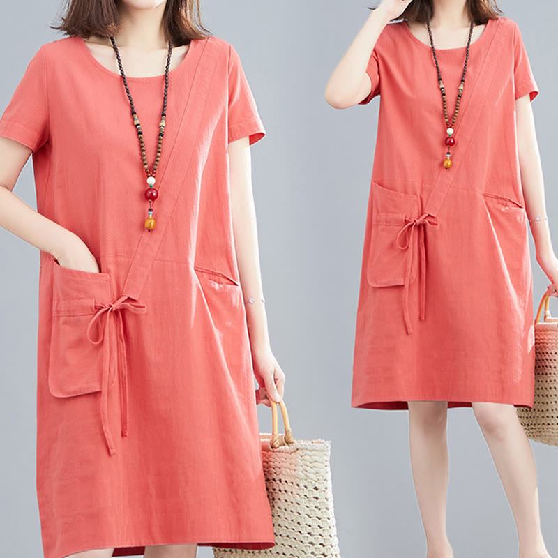 Tactile Cotton Linen Minimalist Grounding Midi Dress