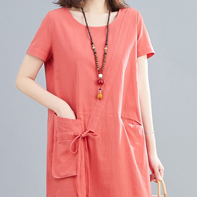 Tactile Cotton Linen Minimalist Grounding Midi Dress
