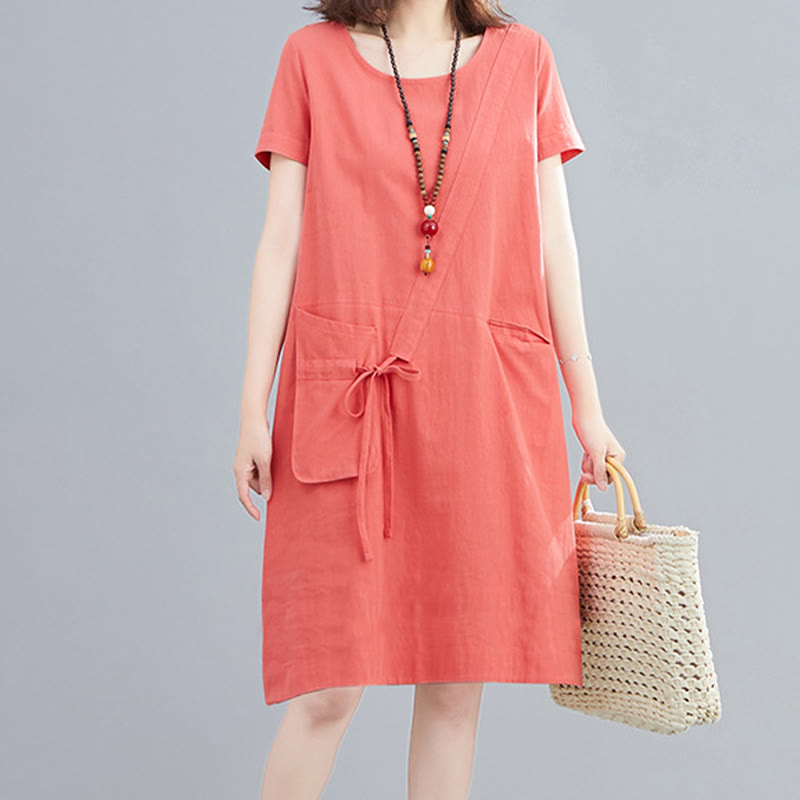 Tactile Cotton Linen Minimalist Grounding Midi Dress